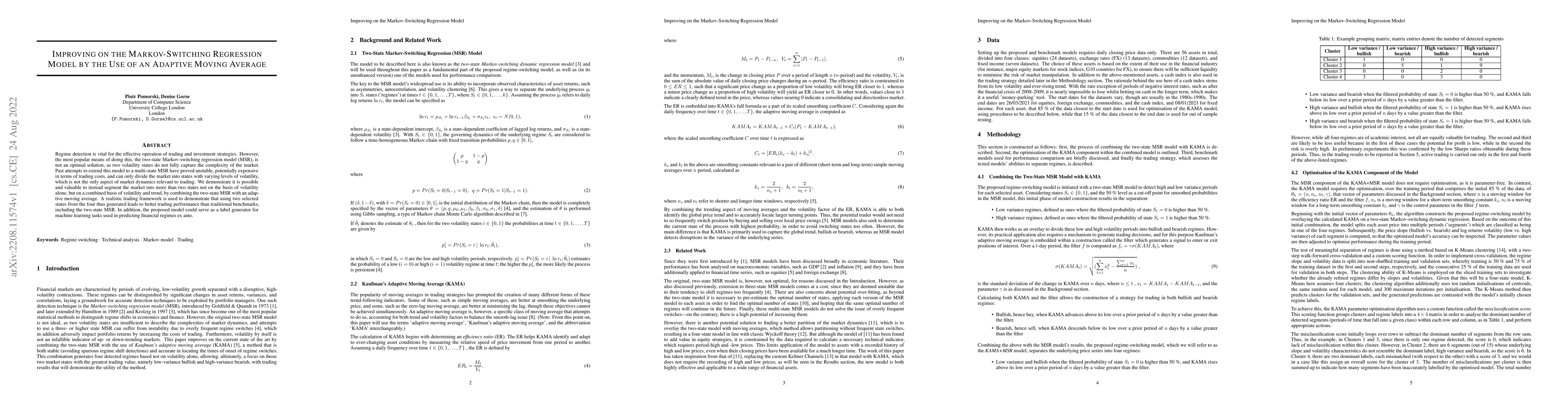 Thumbnail for Improving on the Markov-Switching Regression Model by the Use of an
  Adaptive Moving Average