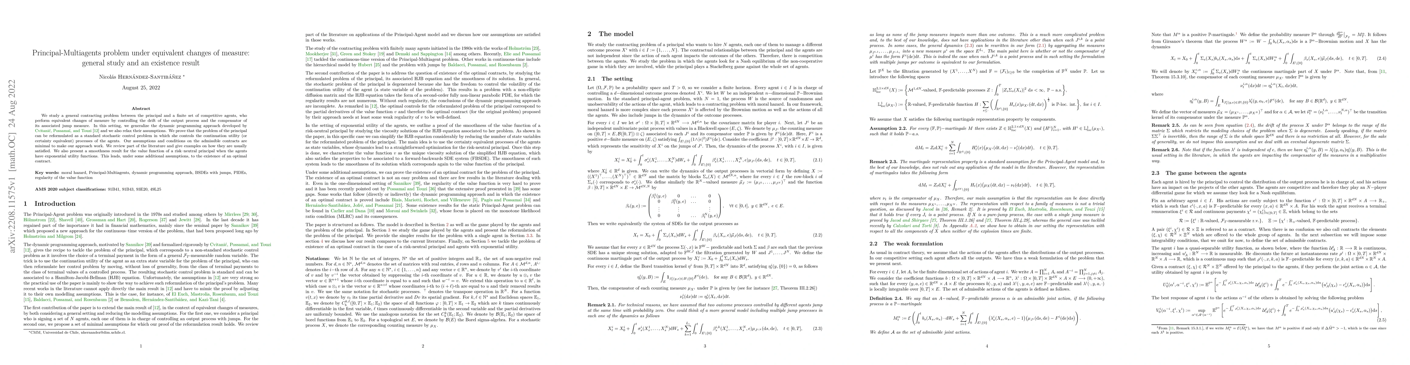 Thumbnail for Principal-Multiagents problem under equivalent changes of measure:
  general study and an existence result