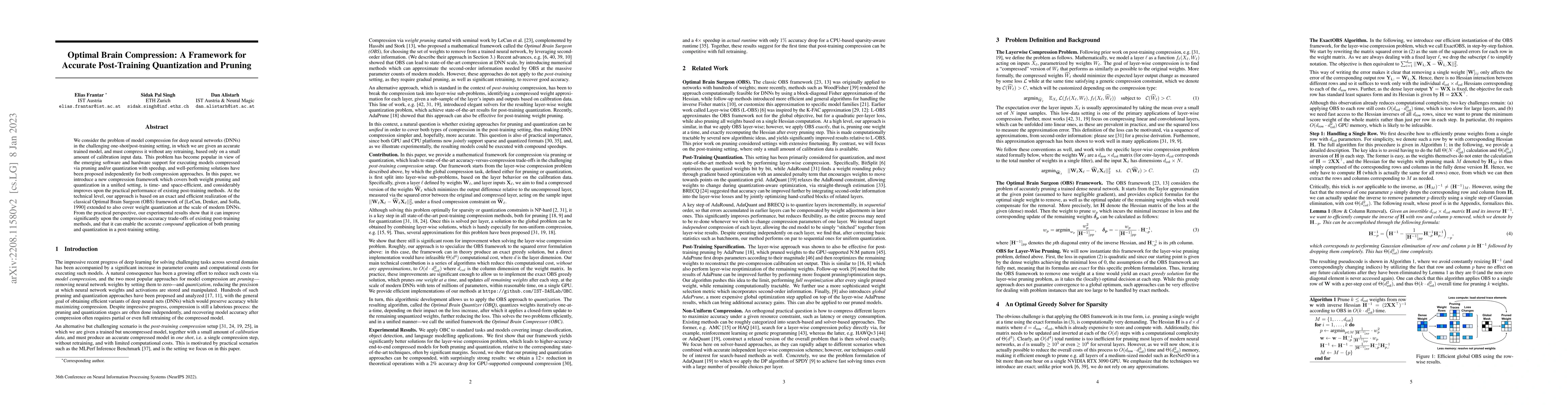 Thumbnail for Optimal Brain Compression: A Framework for Accurate Post-Training
  Quantization and Pruning