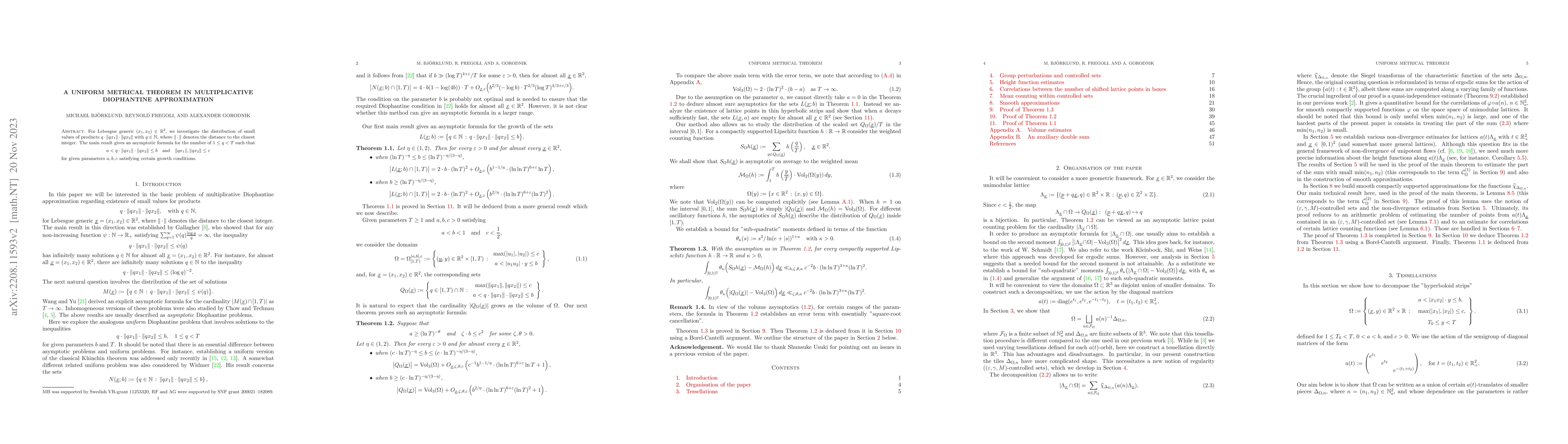 Thumbnail for A uniform metrical theorem in multiplicative Diophantine approximation