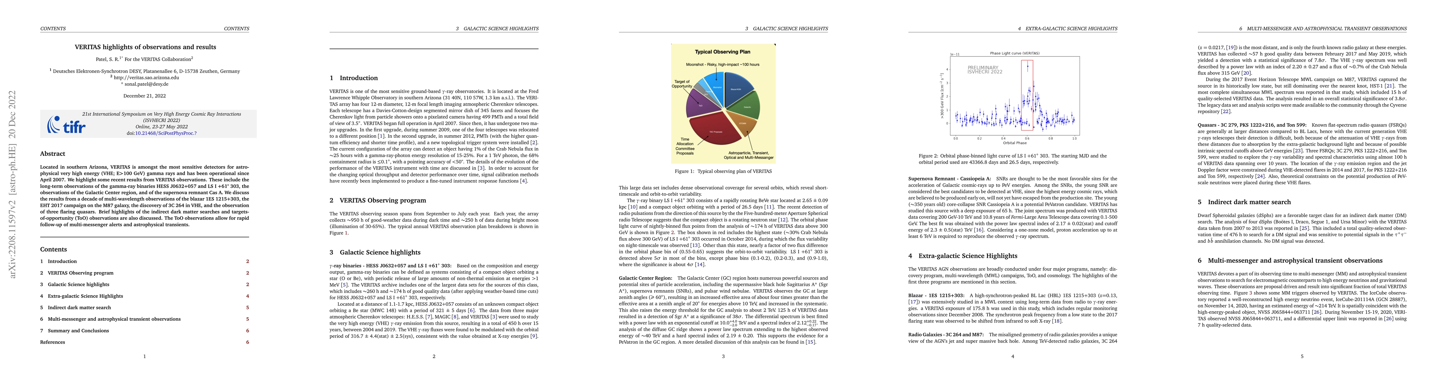 Thumbnail for VERITAS highlights of observations and results