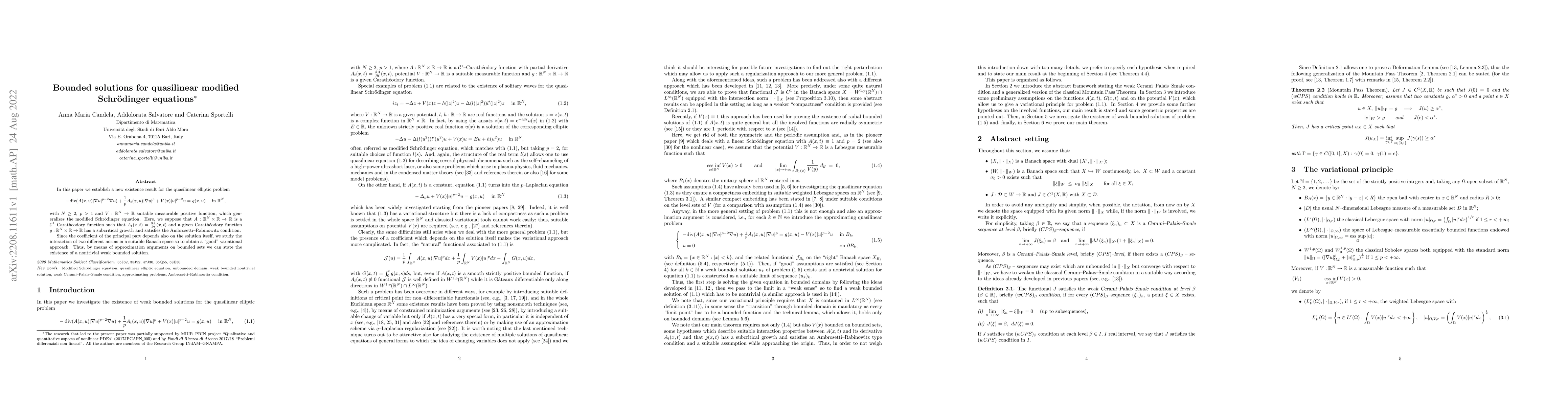 Thumbnail for Bounded solutions for quasilinear modified Schr\"odinger equations