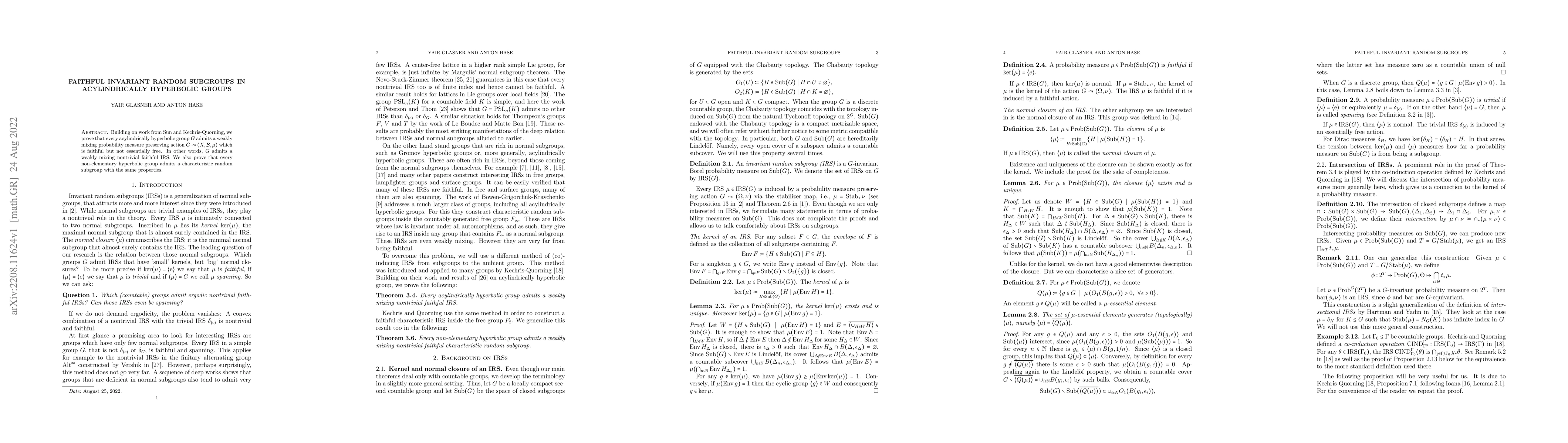Thumbnail for Faithful invariant random subgroups in acylindrically hyperbolic groups