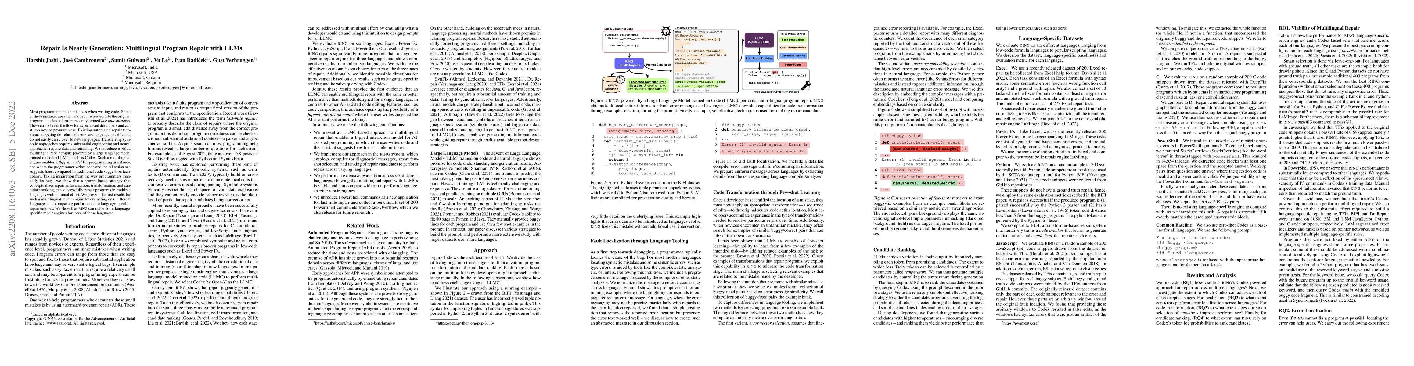 Thumbnail for Repair Is Nearly Generation: Multilingual Program Repair with LLMs