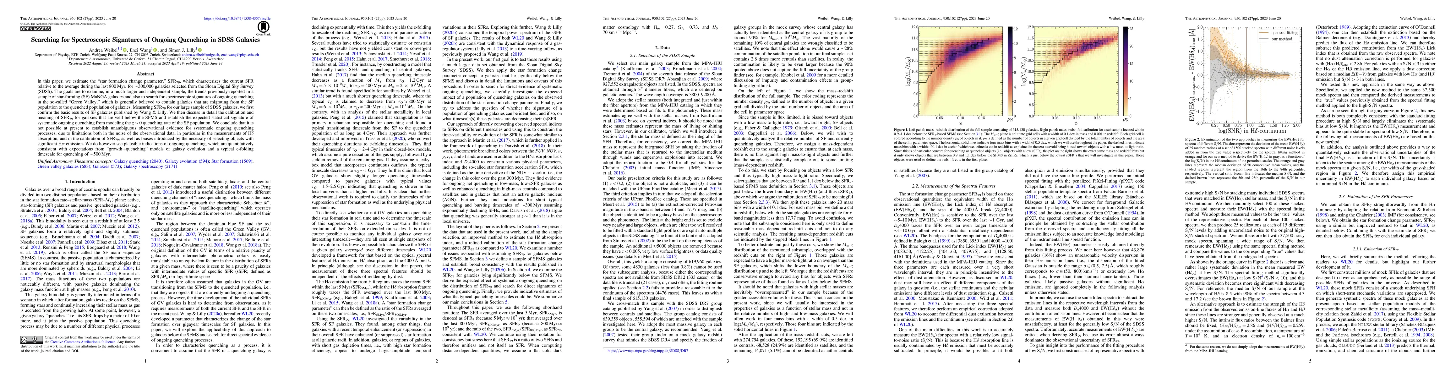 Thumbnail for Searching for Spectroscopic Signatures of Ongoing Quenching in SDSS
  Galaxies