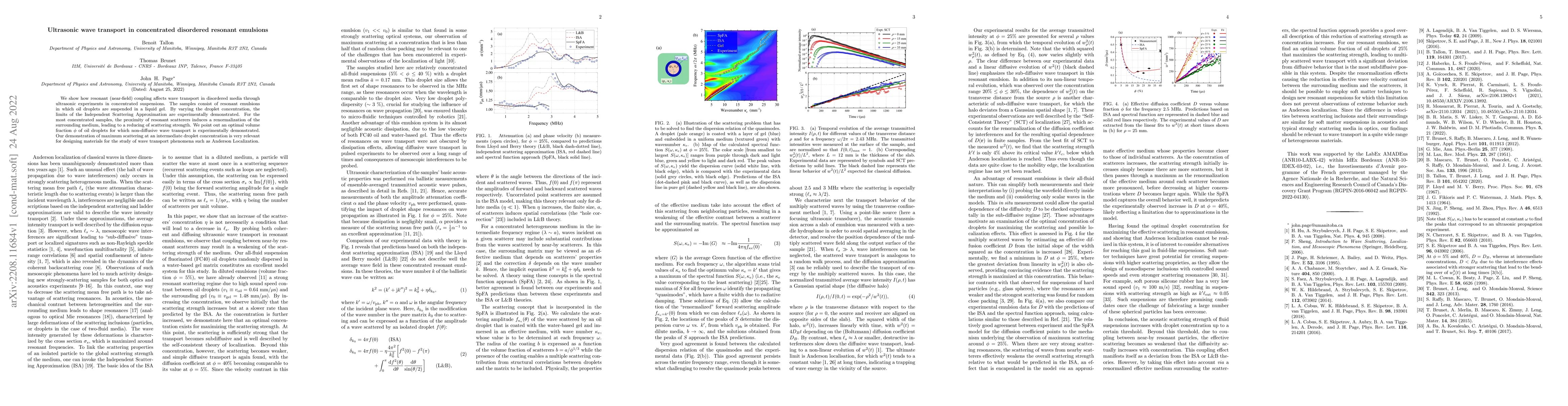 Thumbnail for Ultrasonic wave transport in concentrated disordered resonant emulsions