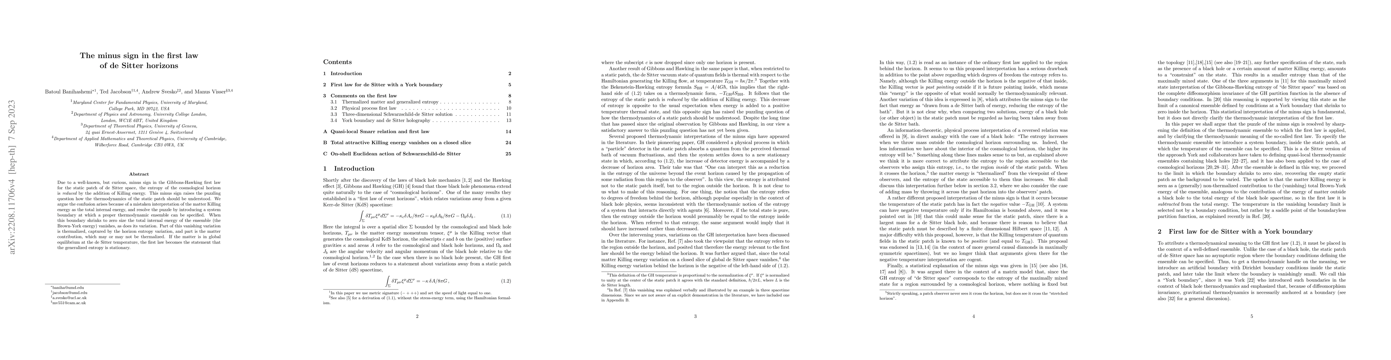 Thumbnail for The minus sign in the first law of de Sitter horizons