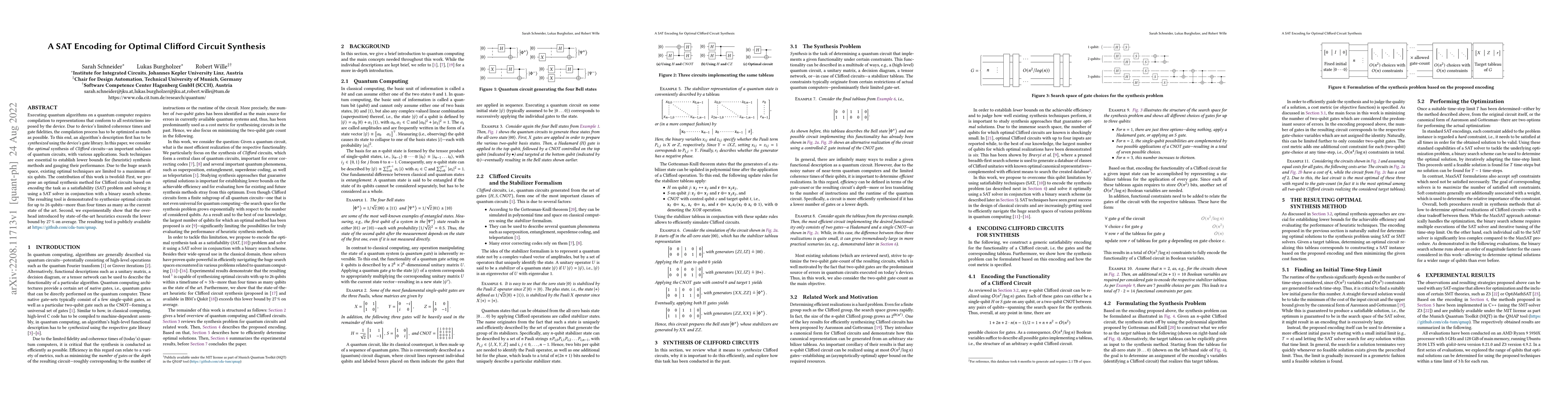 Thumbnail for A SAT Encoding for Optimal Clifford Circuit Synthesis