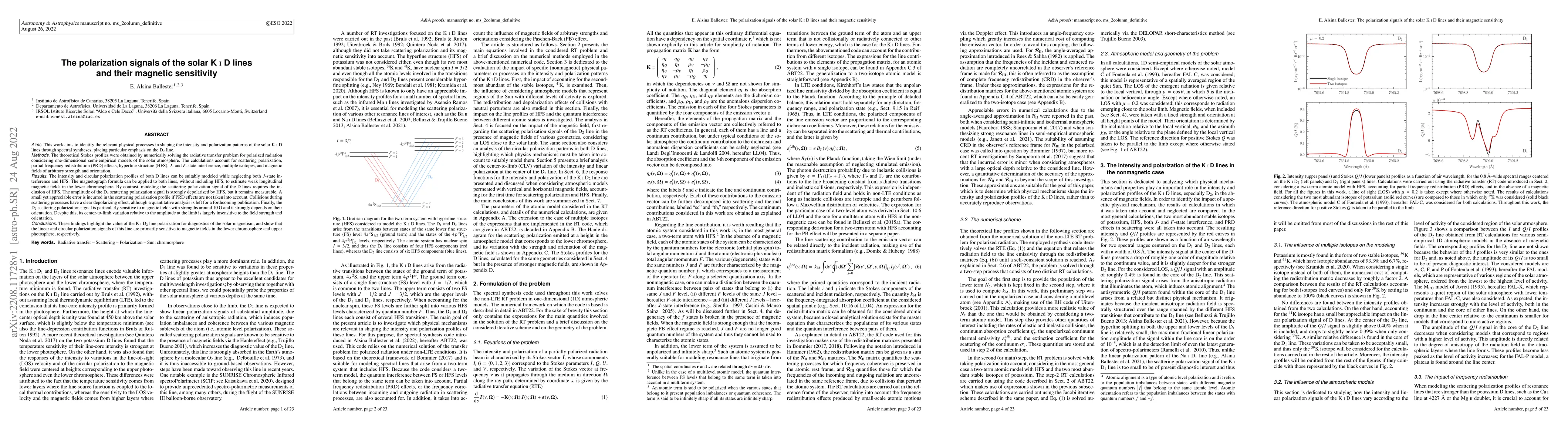 Thumbnail for The polarization signals of the solar K I D lines and their magnetic
  sensitivity