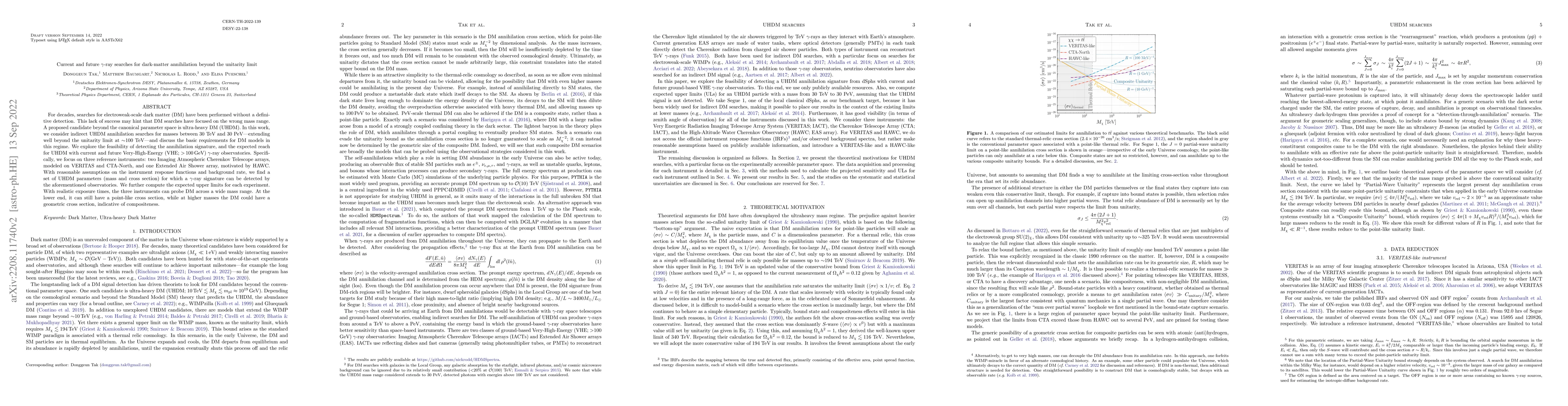 Thumbnail for Current and future gamma-ray searches for dark-matter annihilation
  beyond the unitarity limit