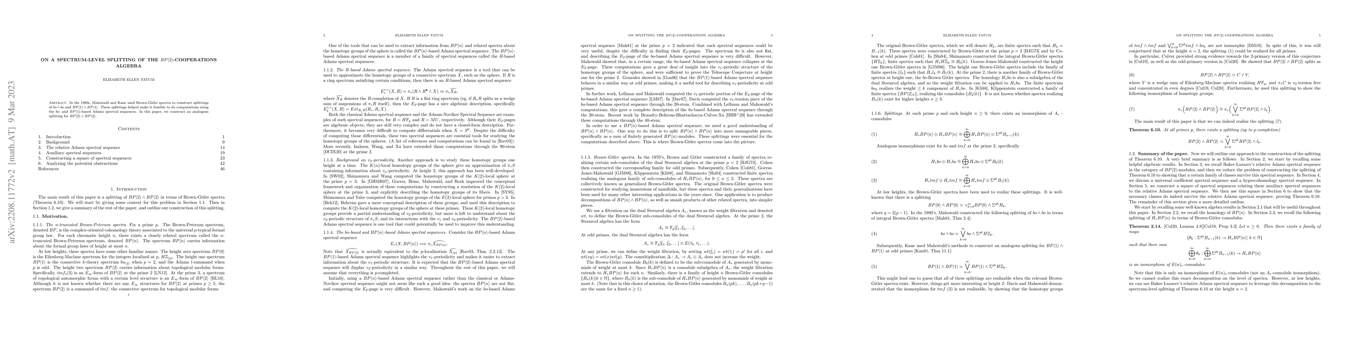 Thumbnail for On a Spectrum-level Splitting of the $BP \langle 2 \rangle$-Cooperations
  Algebra