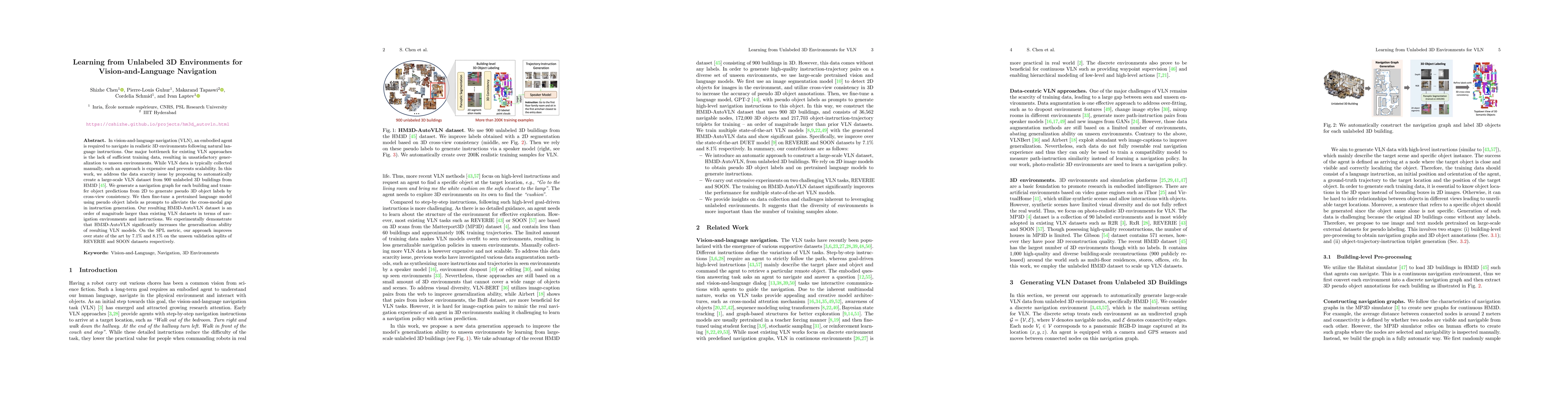Thumbnail for Learning from Unlabeled 3D Environments for Vision-and-Language
  Navigation