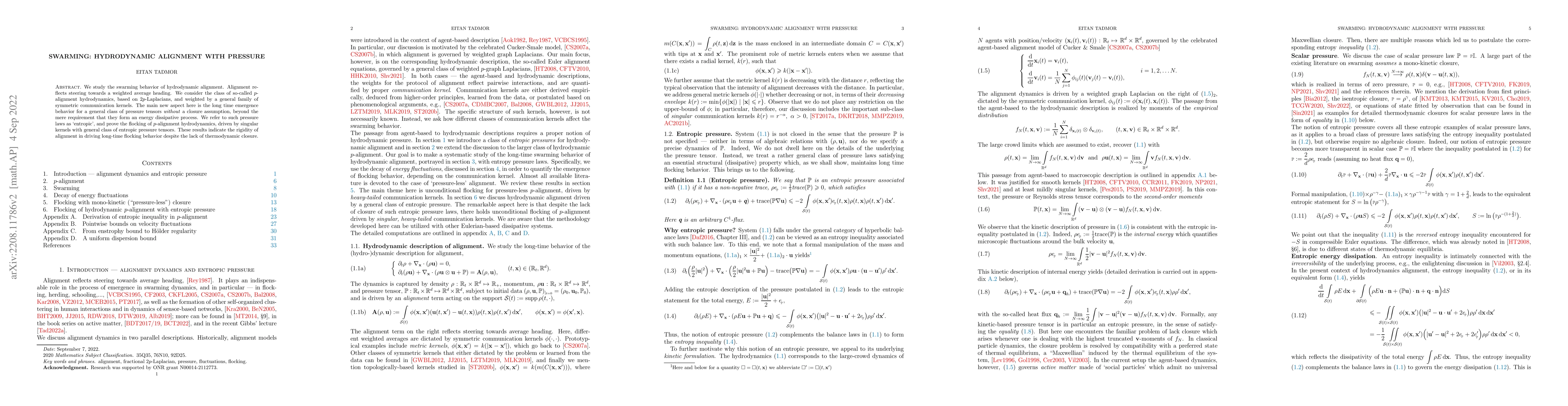 Thumbnail for Swarming: hydrodynamic alignment with pressure
