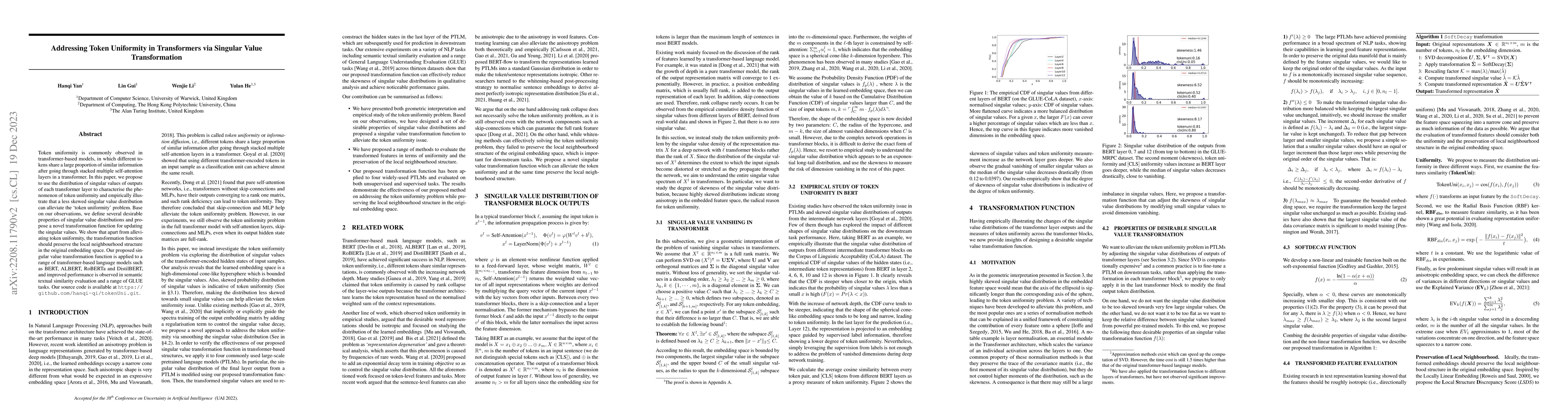 Thumbnail for Addressing Token Uniformity in Transformers via Singular Value
  Transformation