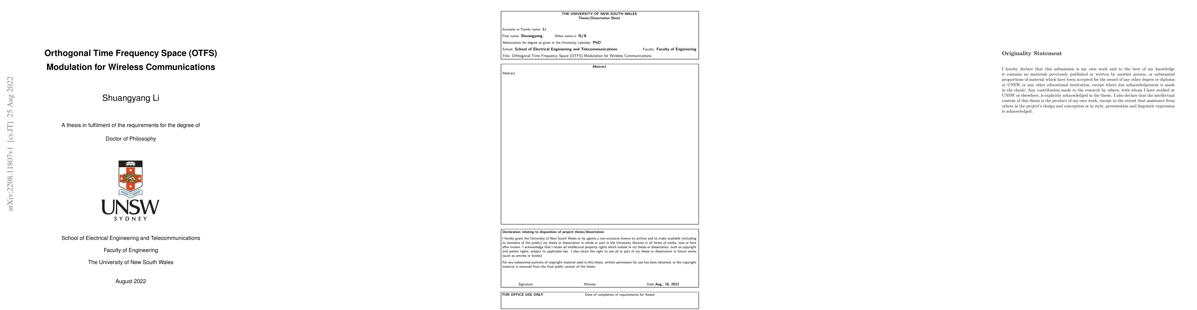 Thumbnail for Orthogonal Time Frequency Space (OTFS) Modulation for Wireless
  Communications