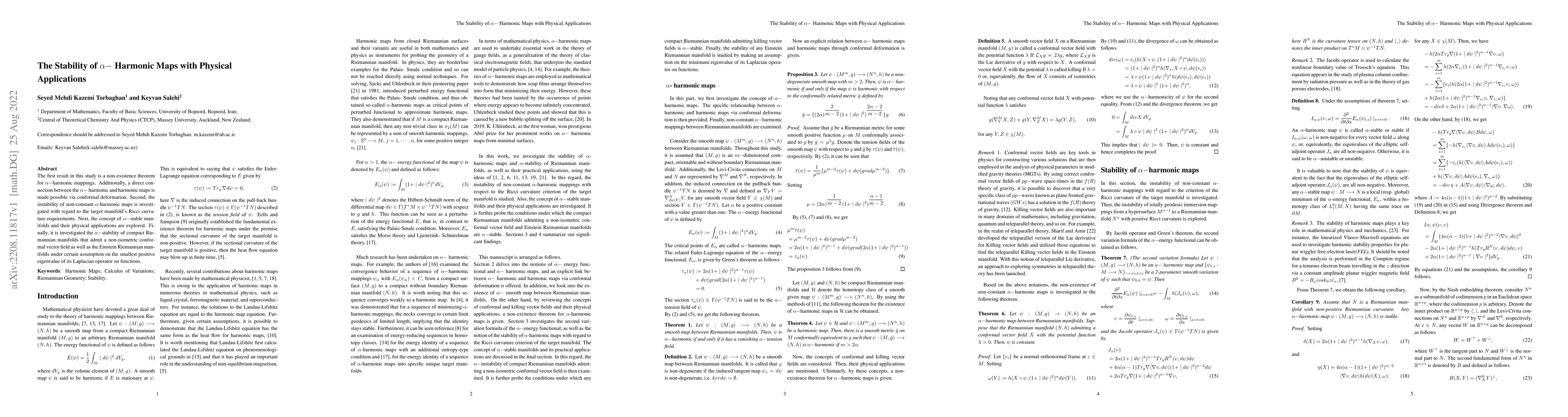Thumbnail for The Stability of $\alpha-$ Harmonic Maps with Physical Applications