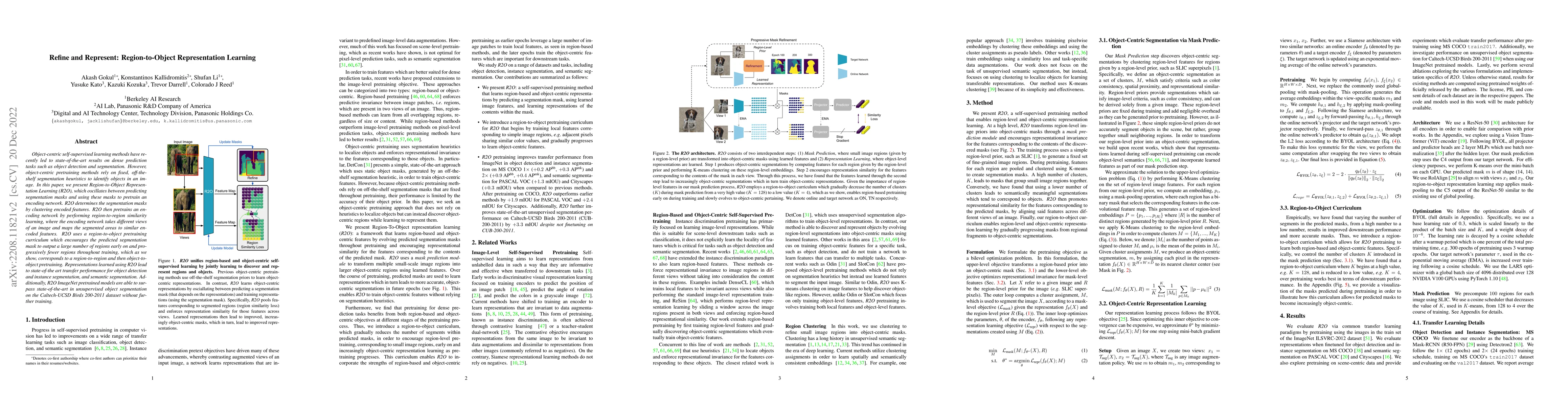 Thumbnail for Refine and Represent: Region-to-Object Representation Learning