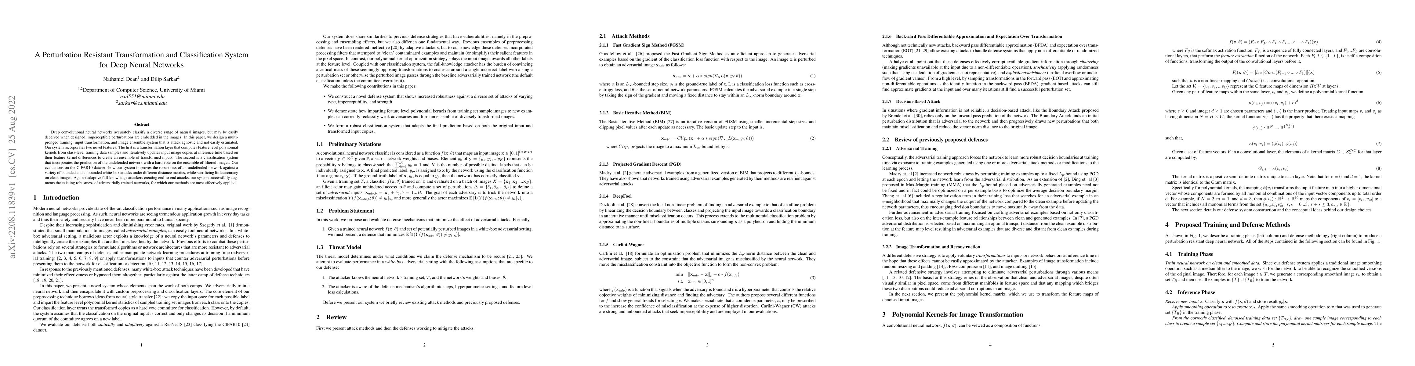Thumbnail for A Perturbation Resistant Transformation and Classification System for
  Deep Neural Networks