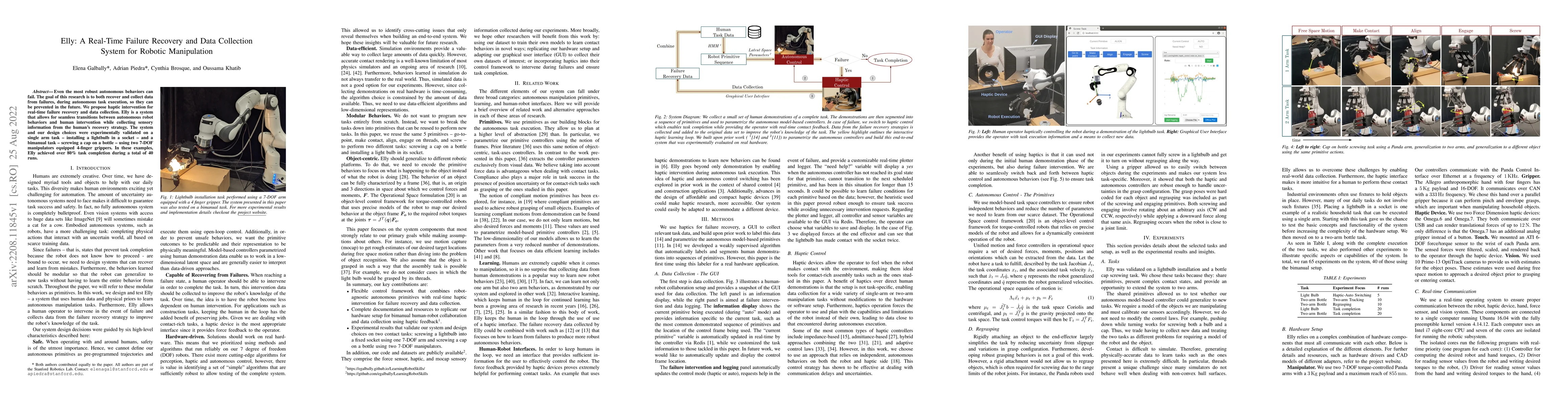 Thumbnail for Elly: A Real-Time Failure Recovery and Data Collection System for
  Robotic Manipulation