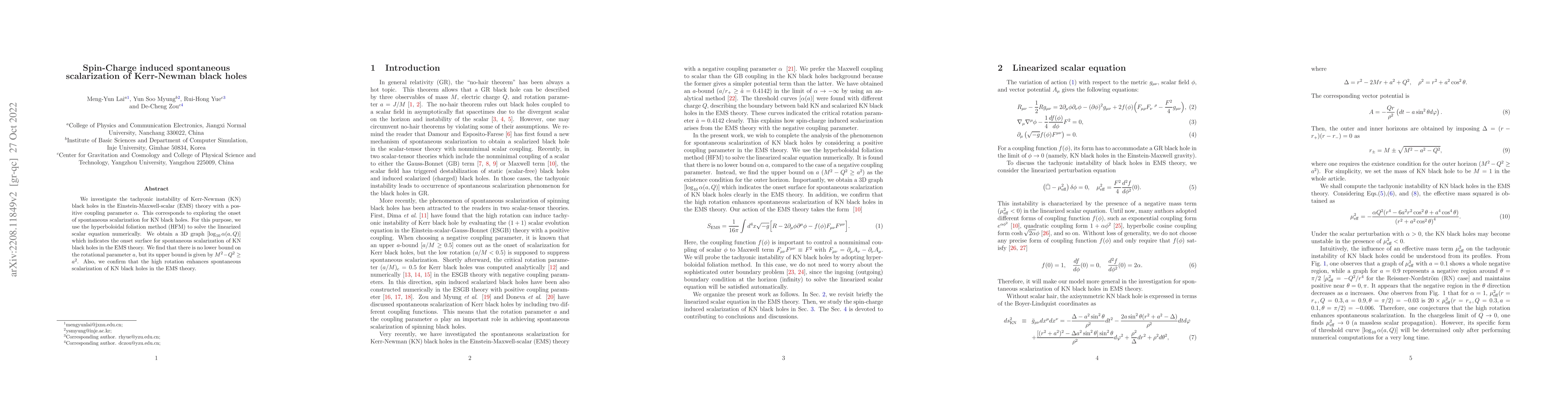 Thumbnail for Spin-Charge induced spontaneous scalarization of Kerr-Newman black holes