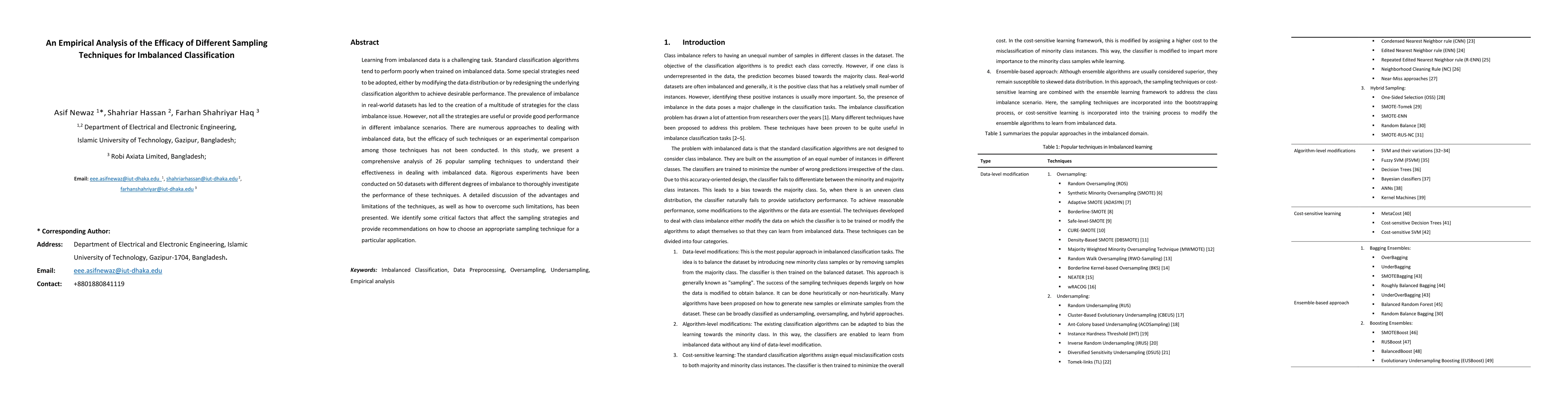 Thumbnail for An Empirical Analysis of the Efficacy of Different Sampling Techniques
  for Imbalanced Classification