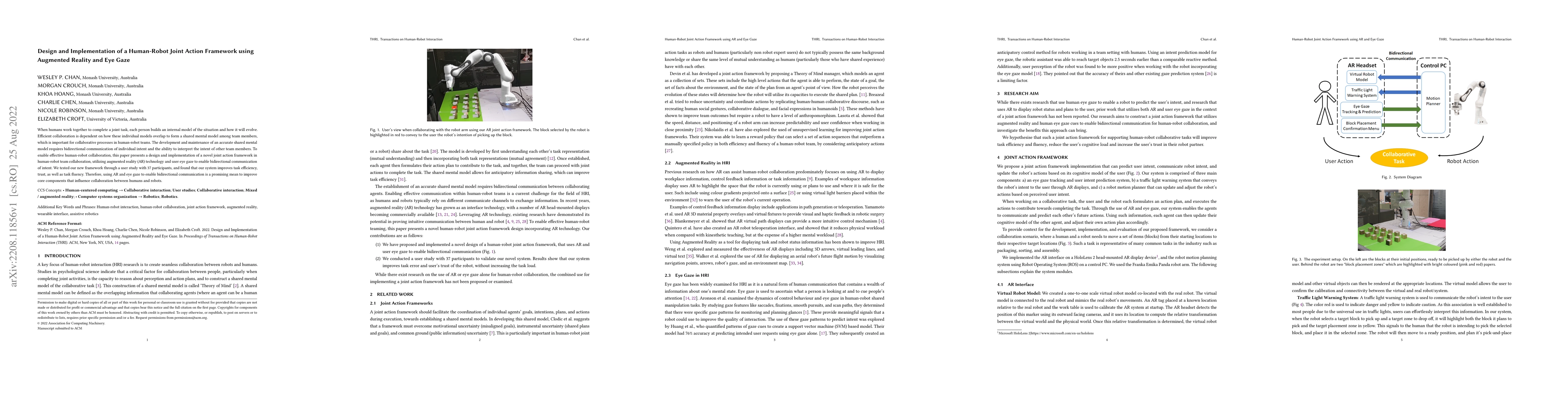 Thumbnail for Design and Implementation of a Human-Robot Joint Action Framework using
  Augmented Reality and Eye Gaze