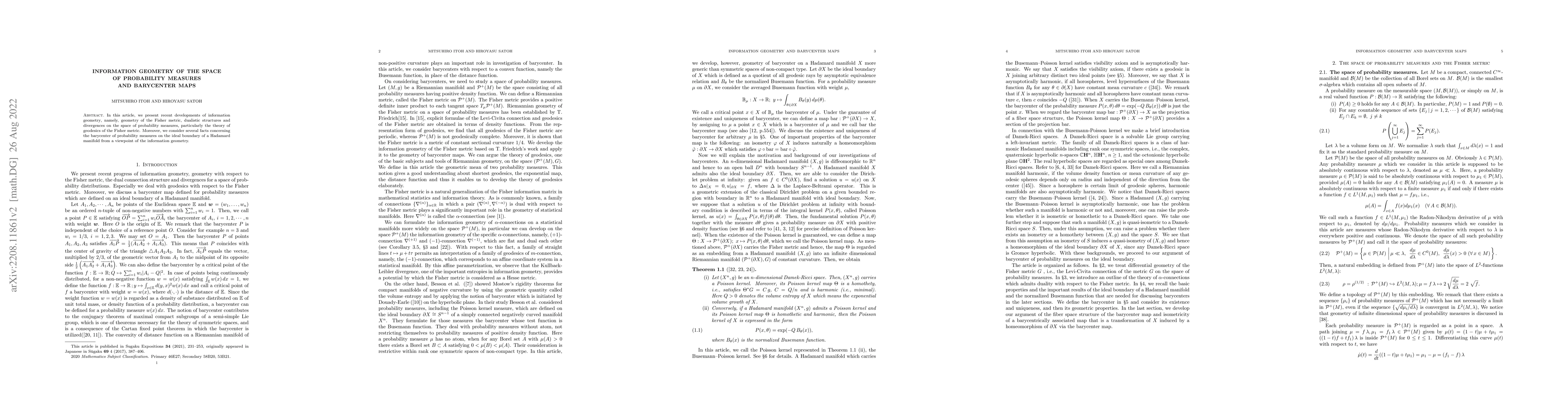 Thumbnail for Information geometry of the space of probability measures and barycenter
  maps