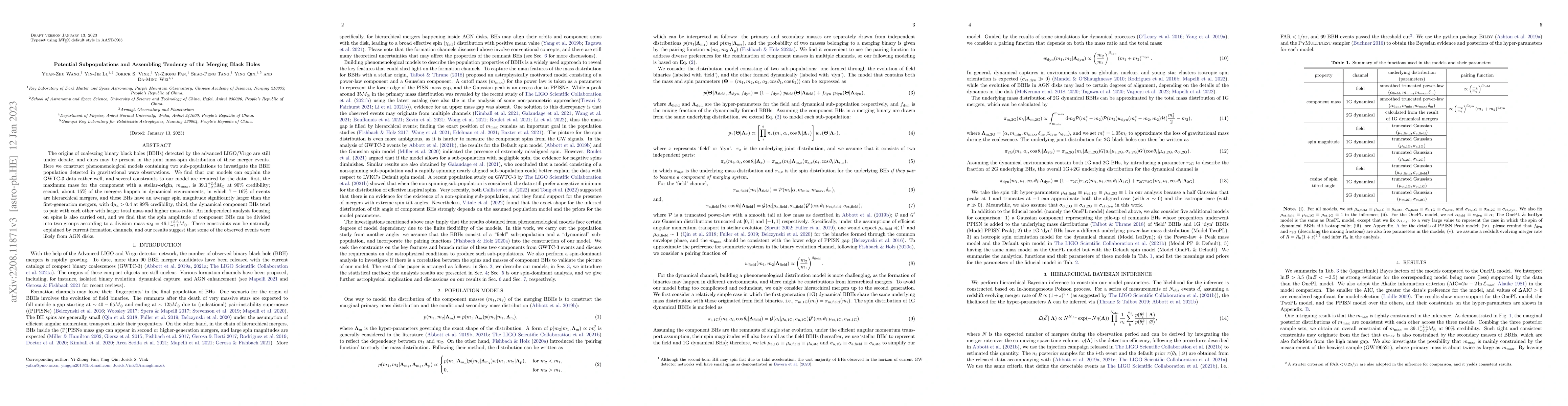 Thumbnail for Potential Subpopulations and Assembling Tendency of the Merging Black
  Holes