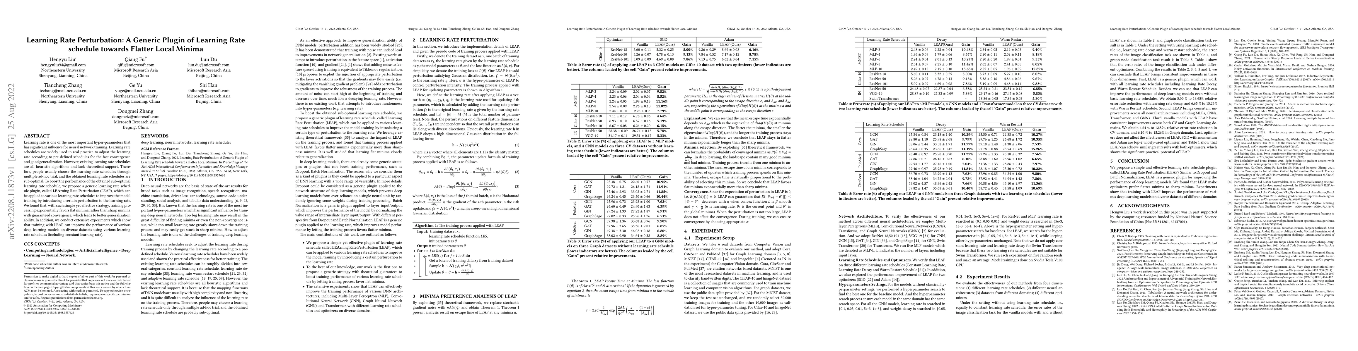 Thumbnail for Learning Rate Perturbation: A Generic Plugin of Learning Rate Schedule
  towards Flatter Local Minima