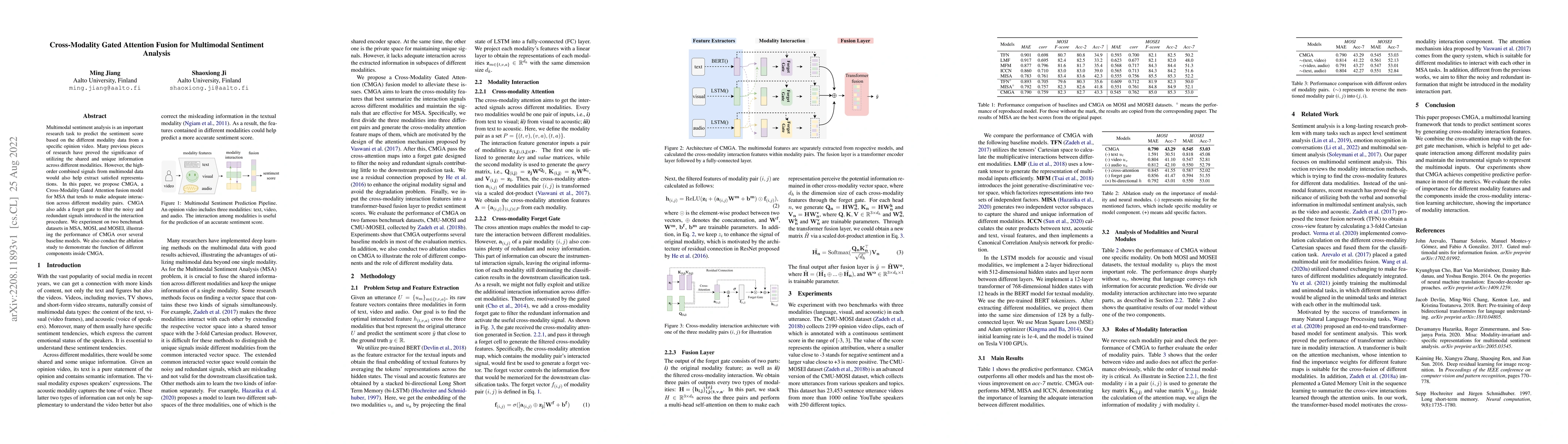 Thumbnail for Cross-Modality Gated Attention Fusion for Multimodal Sentiment Analysis