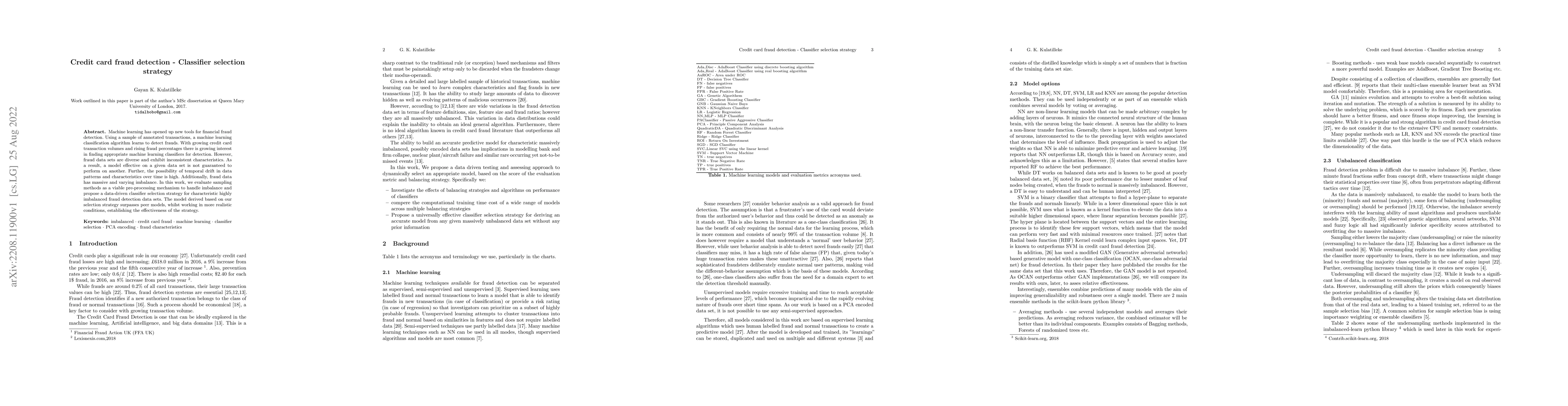 Thumbnail for Credit card fraud detection - Classifier selection strategy