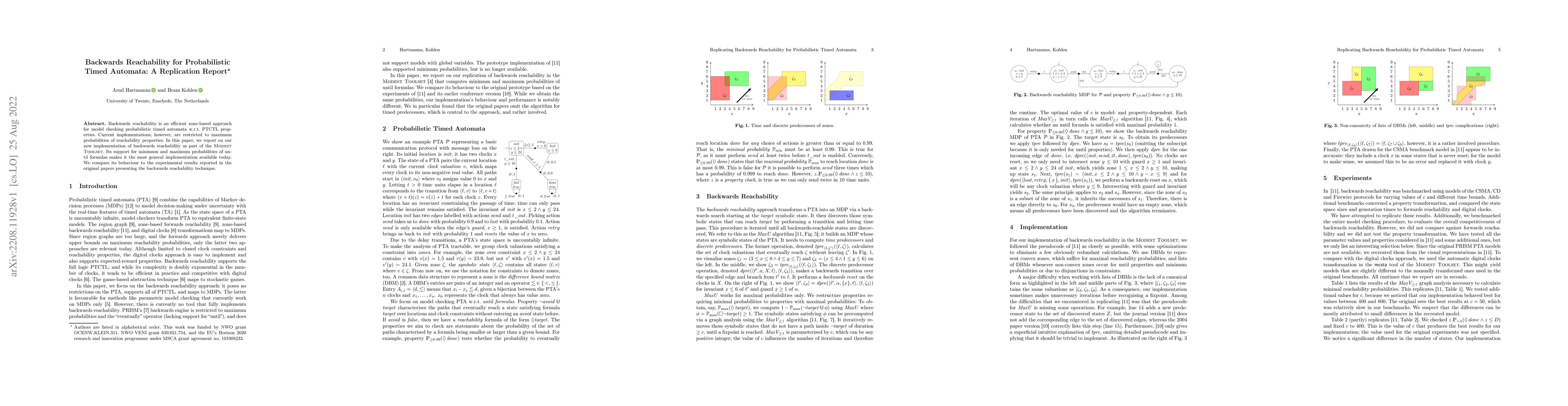 Thumbnail for Backwards Reachability for Probabilistic Timed Automata: A Replication
  Report