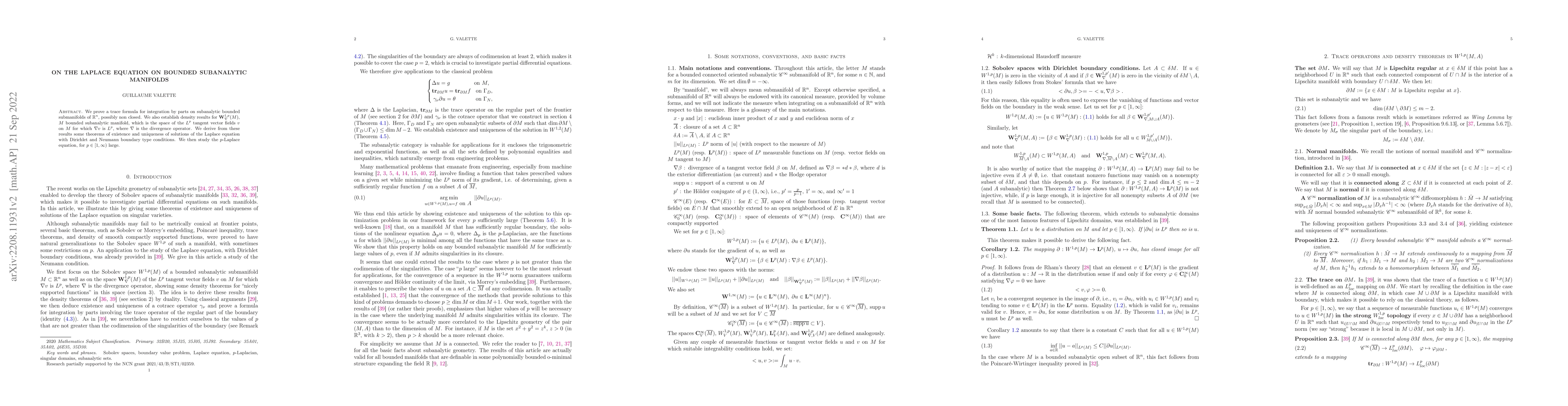 Thumbnail for On the Laplace equation on bounded subanalytic manifolds