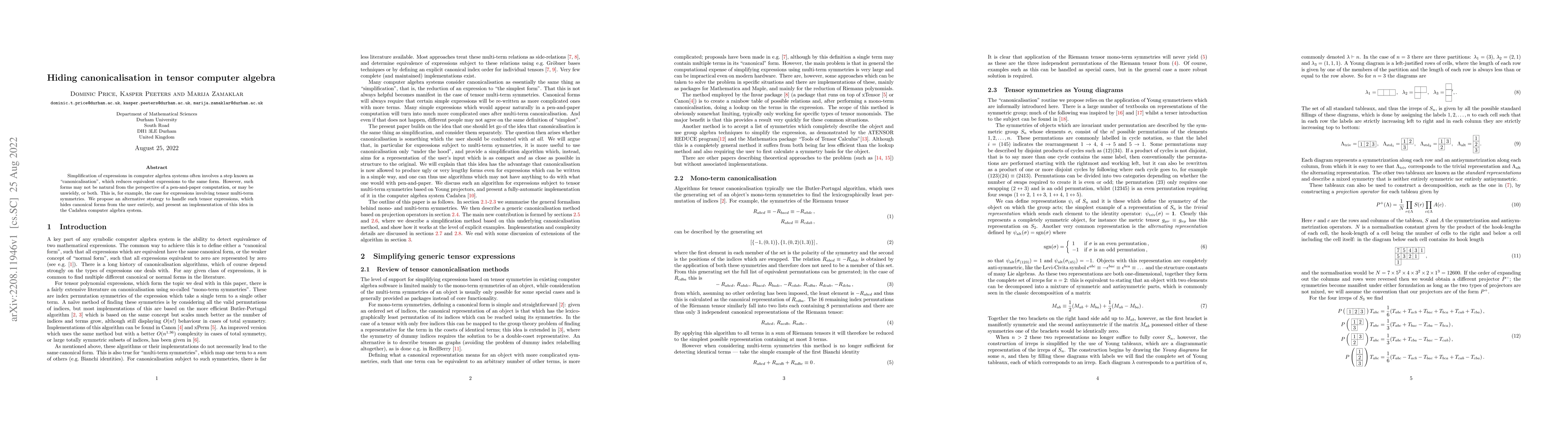 Thumbnail for Hiding canonicalisation in tensor computer algebra