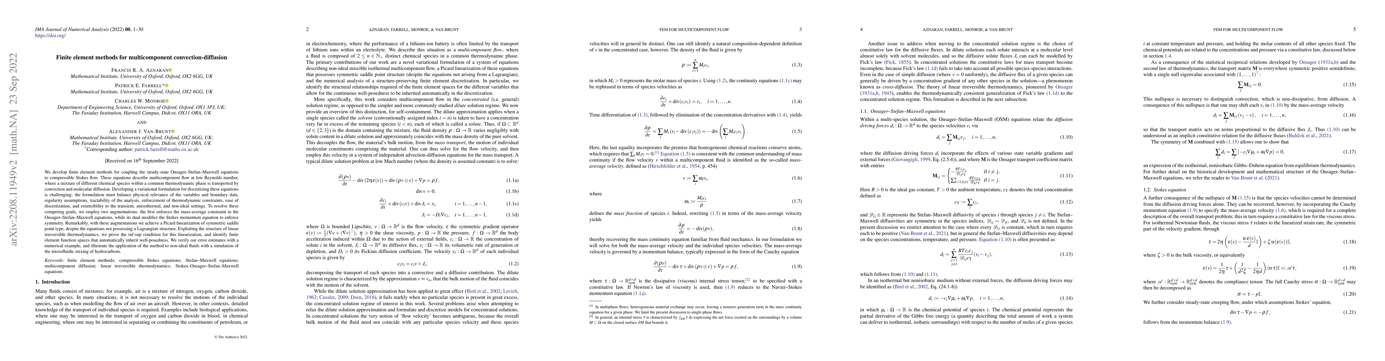Thumbnail for Finite element methods for multicomponent convection-diffusion