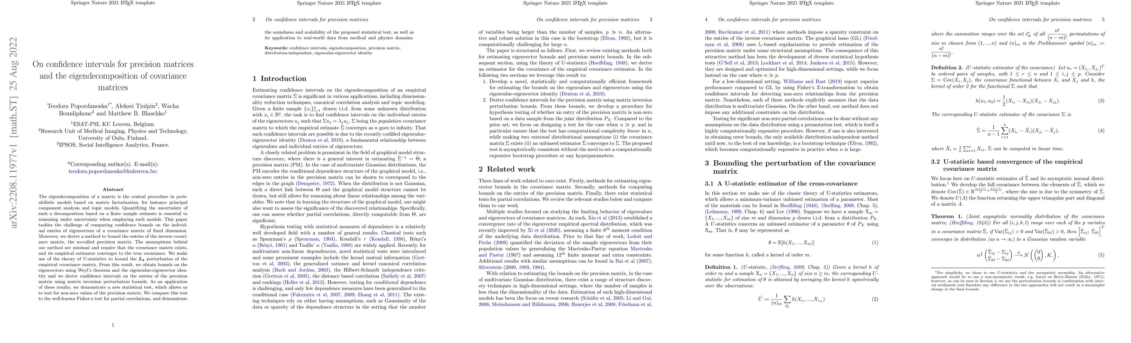Thumbnail for On confidence intervals for precision matrices and the
  eigendecomposition of covariance matrices