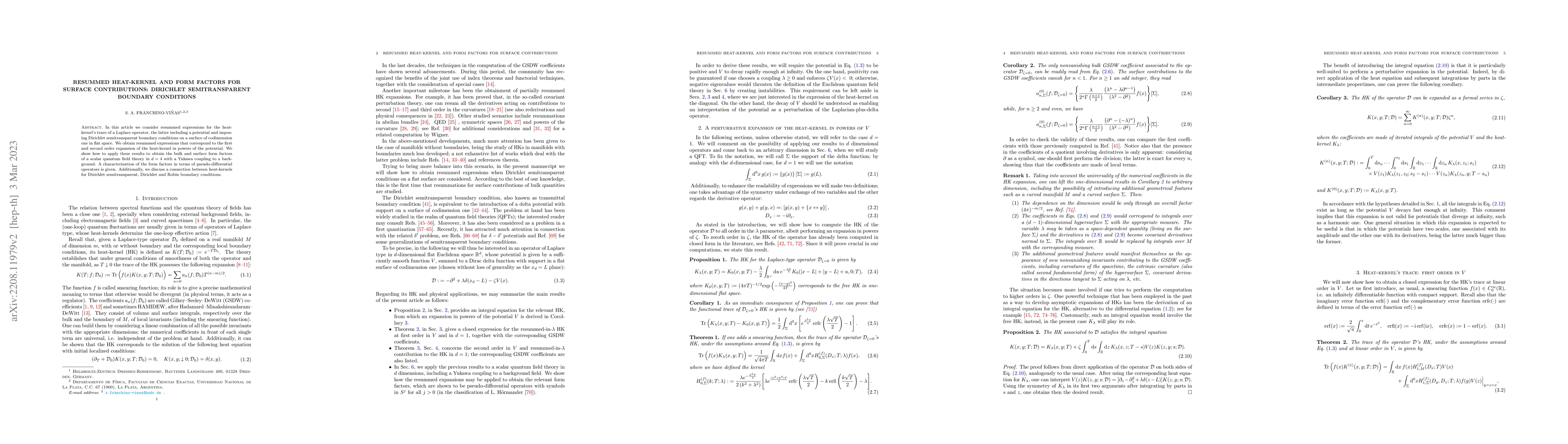 Thumbnail for Resummed heat-kernel for surface contributions: Dirichlet
  semitransparent boundary conditions