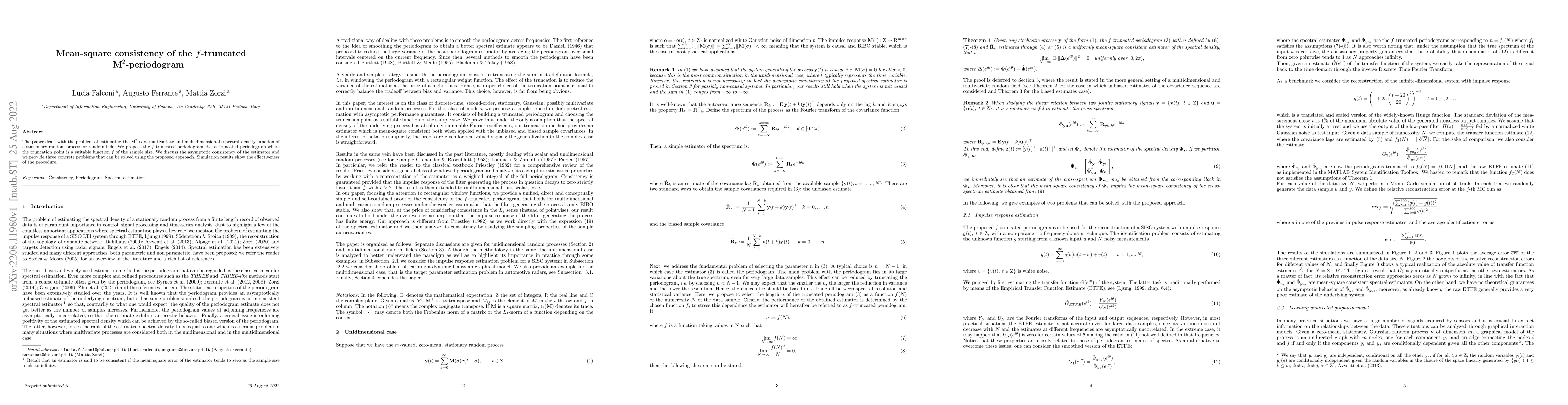 Thumbnail for Mean-square consistency of the $f$-truncated $\text{M}^2$-periodogram