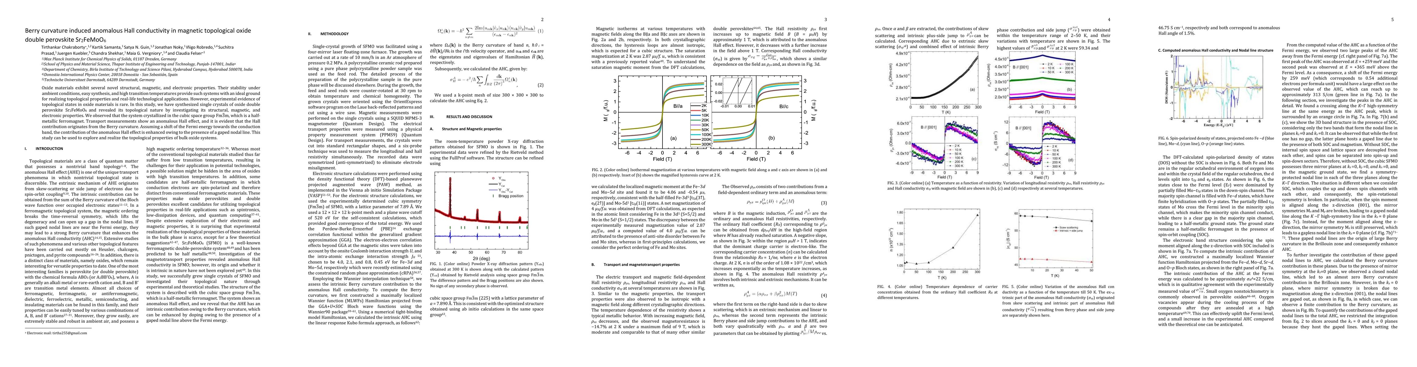 Thumbnail for Berry curvature induced anomalous Hall conductivity in magnetic
  topological oxide double perovskite Sr2FeMoO6