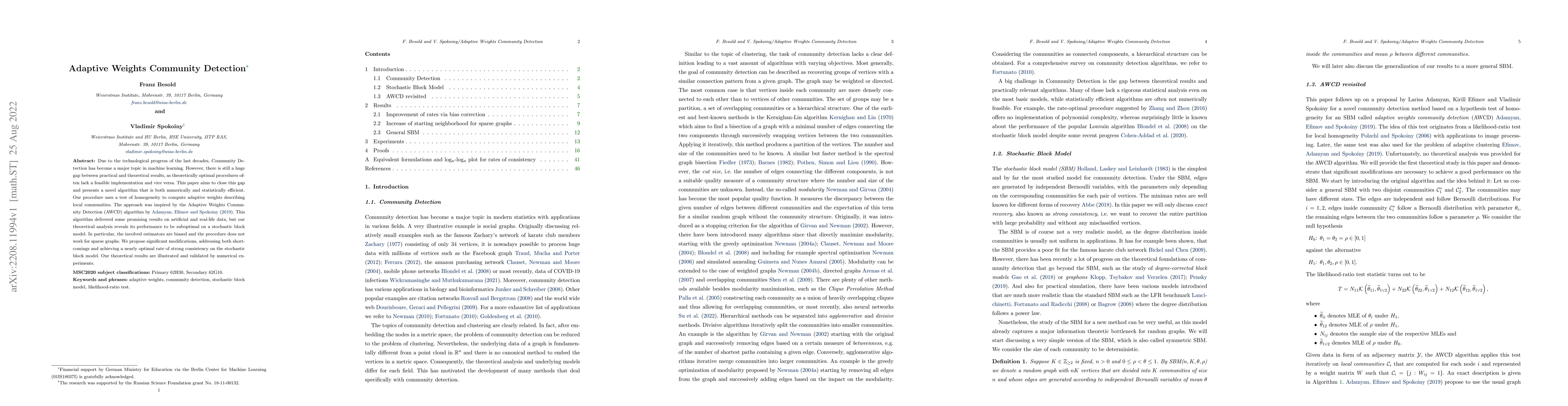 Thumbnail for Adaptive Weights Community Detection