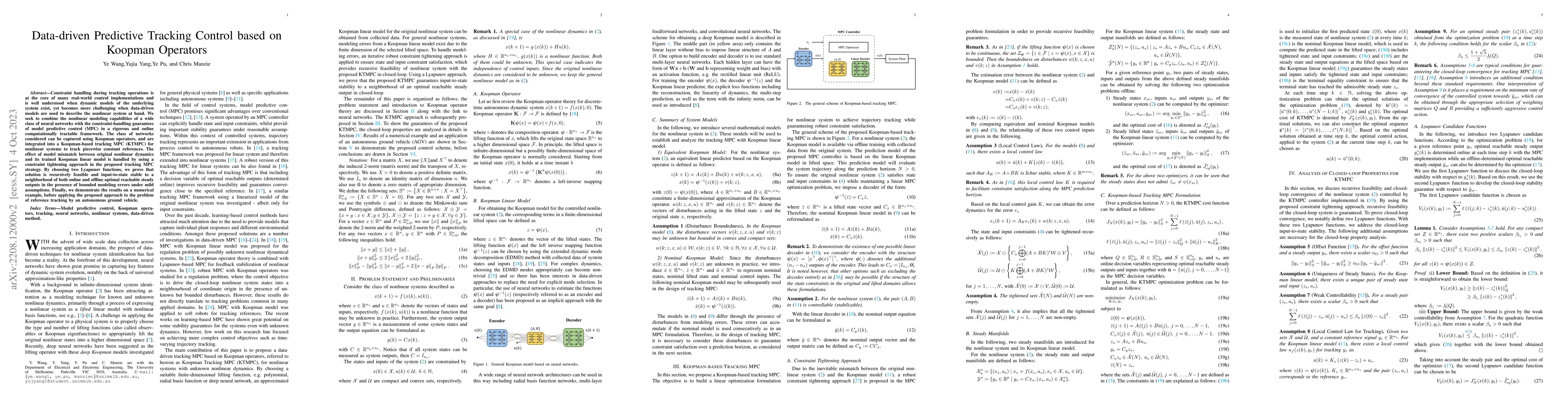 Thumbnail for Data-driven Predictive Tracking Control based on Koopman Operators