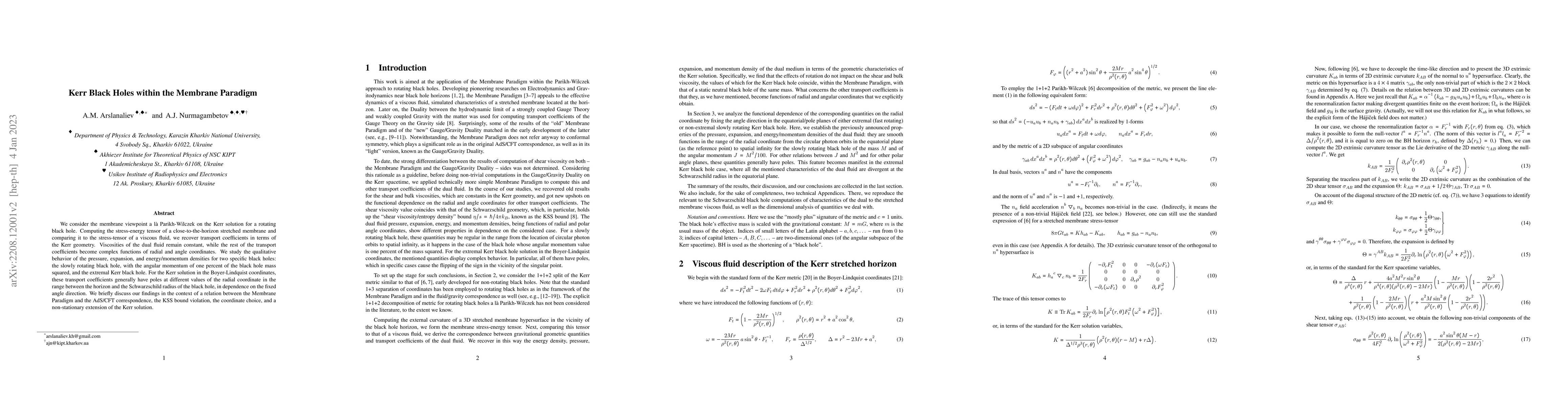 Thumbnail for Kerr Black Holes within the Membrane Paradigm