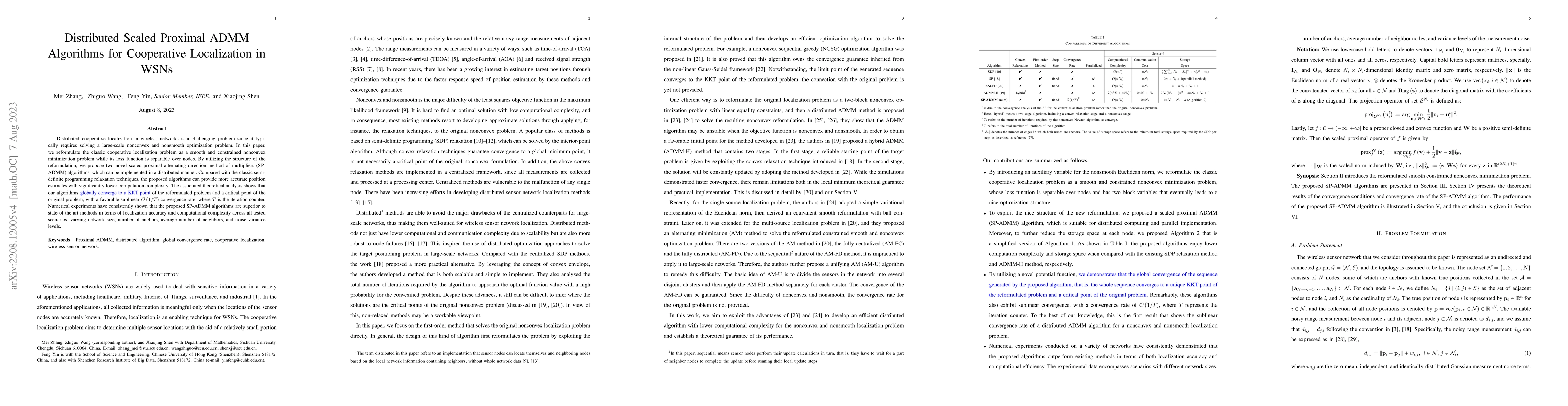 Thumbnail for Distributed Scaled Proximal ADMM Algorithms for Cooperative Localization
  in WSNs