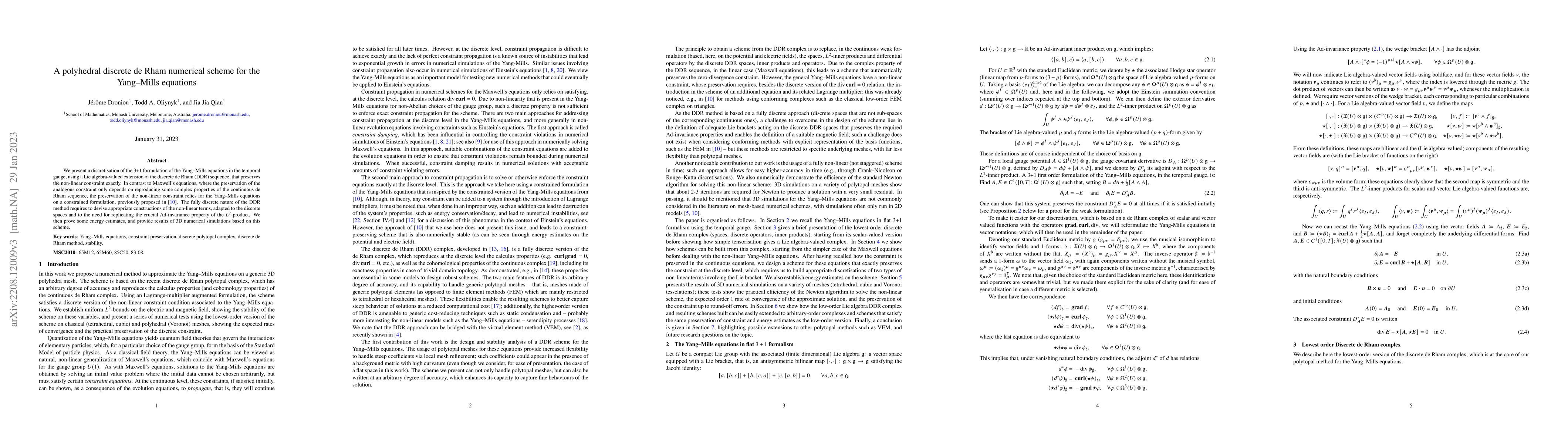 Thumbnail for A polyhedral discrete de Rham numerical scheme for the Yang-Mills
  equations