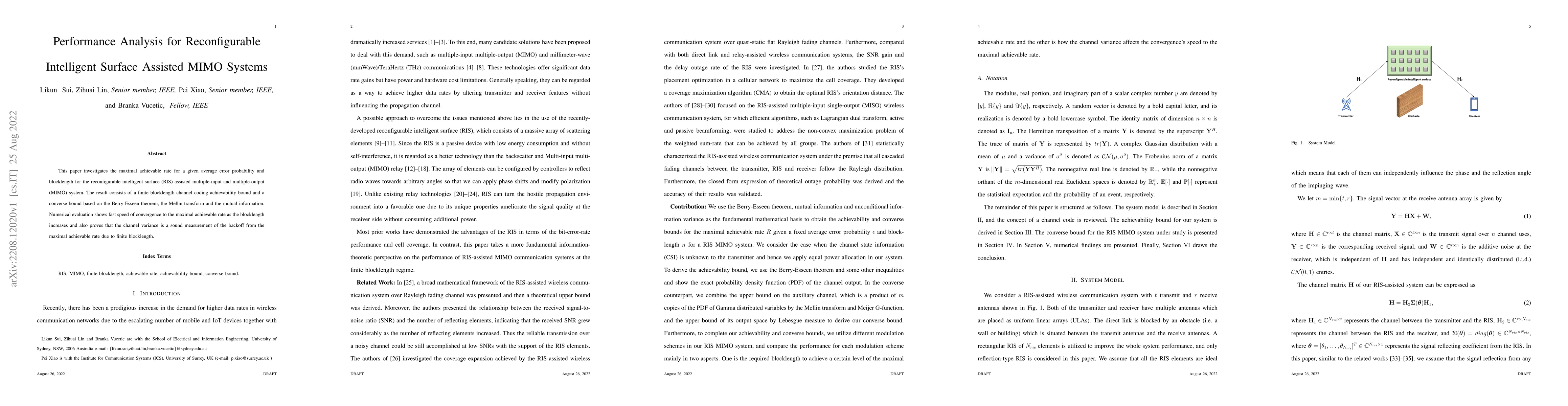 Thumbnail for Performance Analysis for Reconfigurable Intelligent Surface Assisted
  MIMO Systems