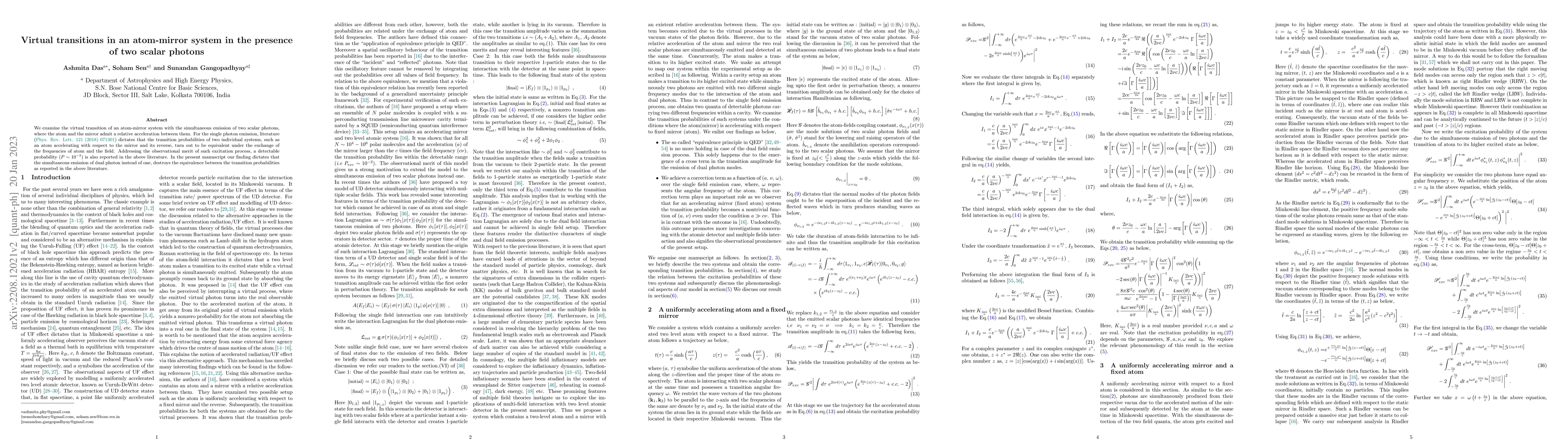 Thumbnail for Virtual transitions in an atom-mirror system in the presence of two
  scalar photons