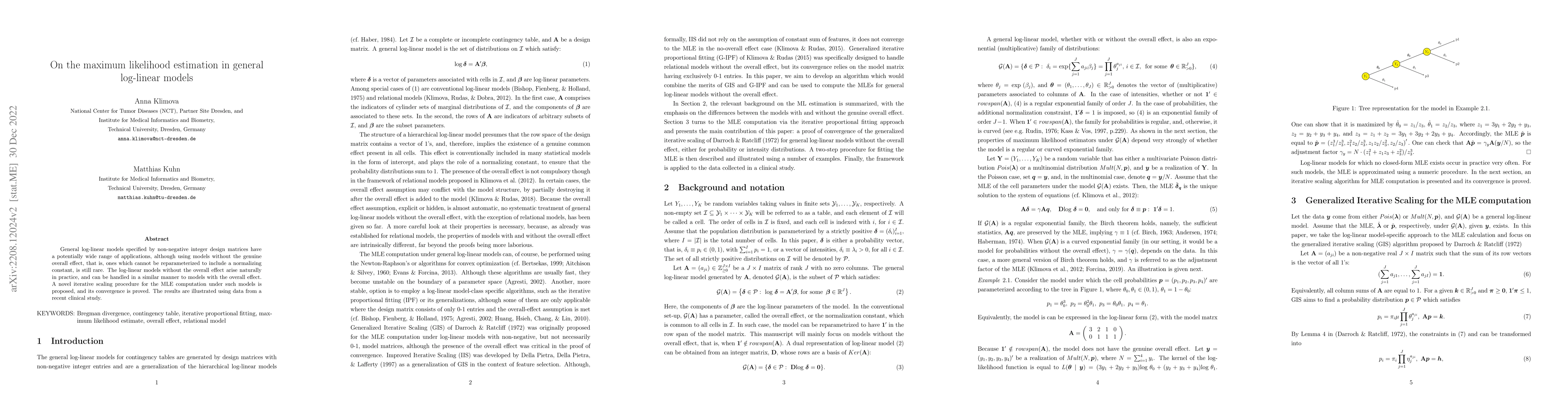 Thumbnail for On the maximum likelihood estimation in general log-linear models