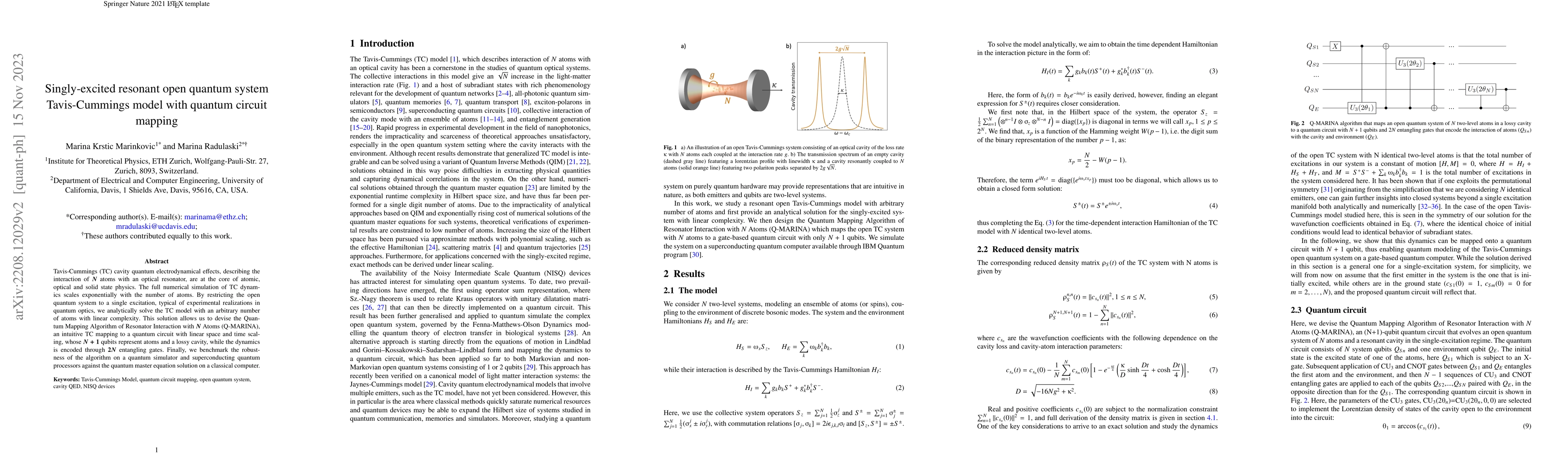 Thumbnail for Singly-excited resonant open quantum system Tavis-Cummings model with
  quantum circuit mapping