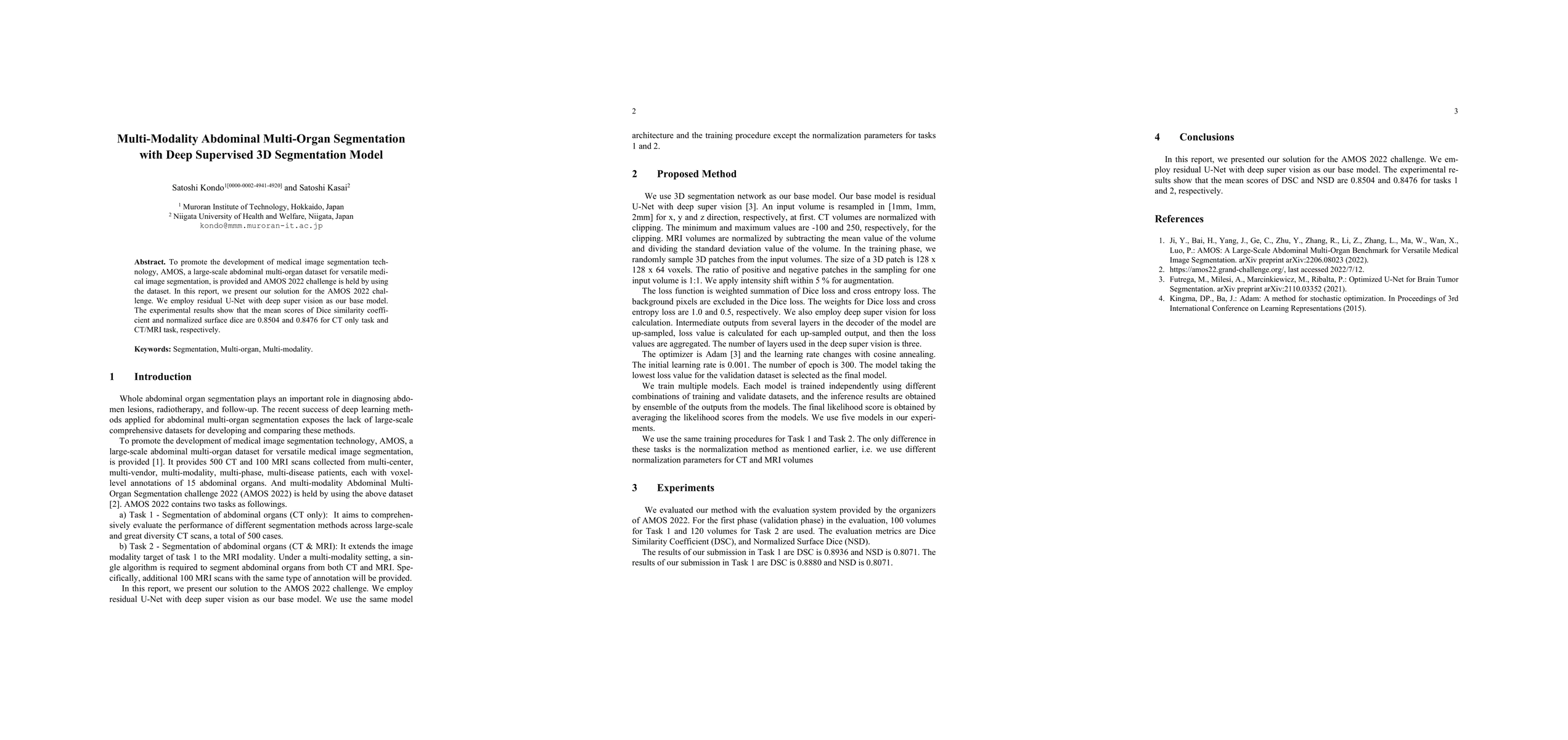 Thumbnail for Multi-Modality Abdominal Multi-Organ Segmentation with Deep Supervised
  3D Segmentation Model