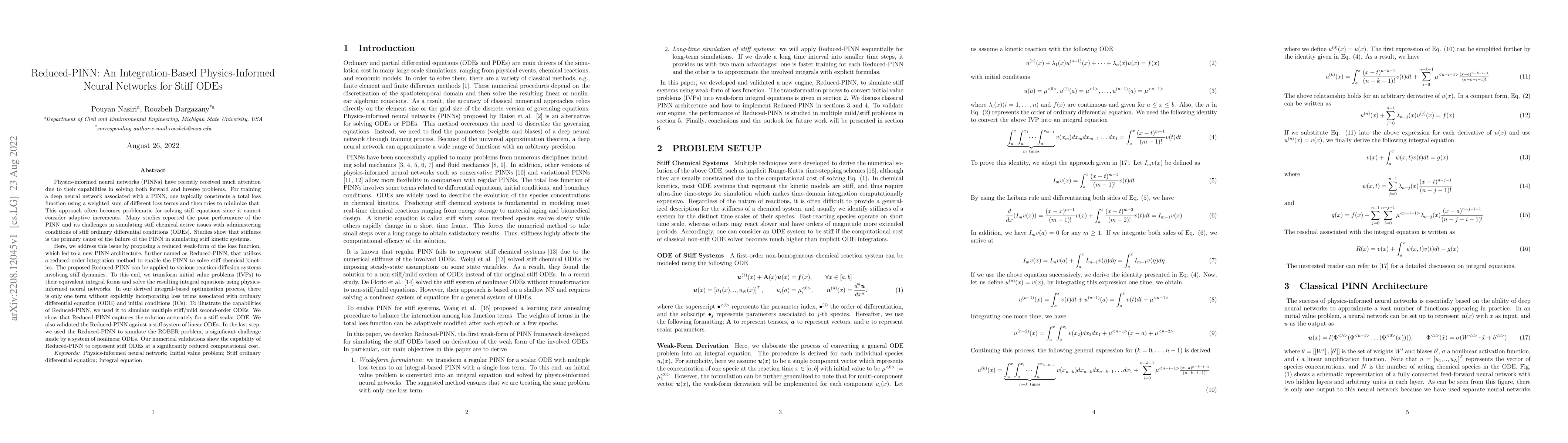 Thumbnail for Reduced-PINN: An Integration-Based Physics-Informed Neural Networks for
  Stiff ODEs